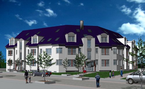 Perspektivische Ansicht eines Mehrfamilienhauses (35,9 KB)