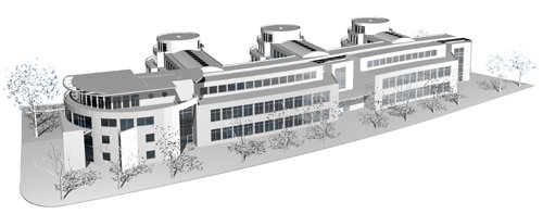 Vogelperspektive eines Verwaltungsgeb�udes (17,9 KB)